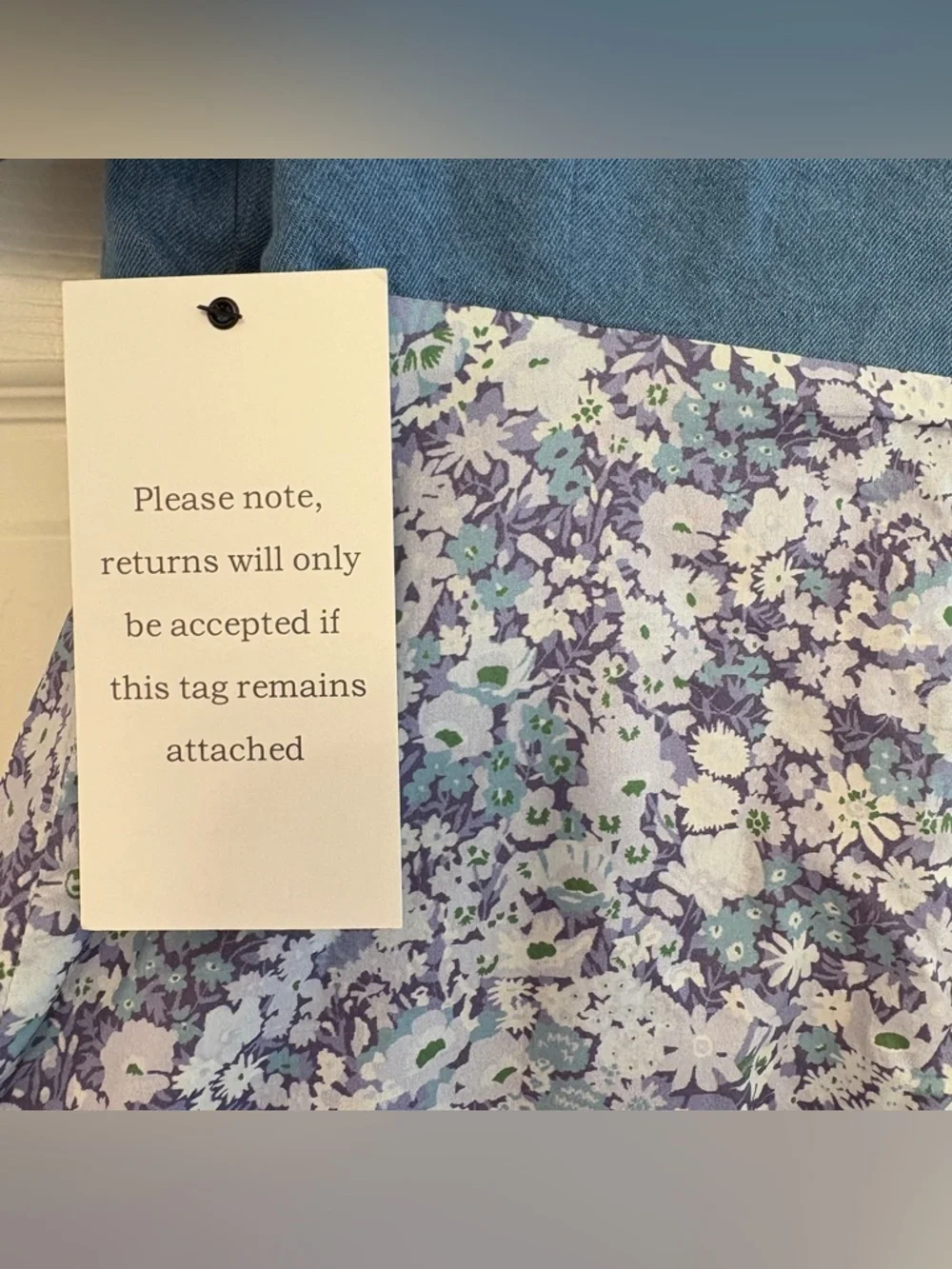 NWT English Factory Anthropologie Denim Rosette Floral Midi Dress - Picture 5 of 7